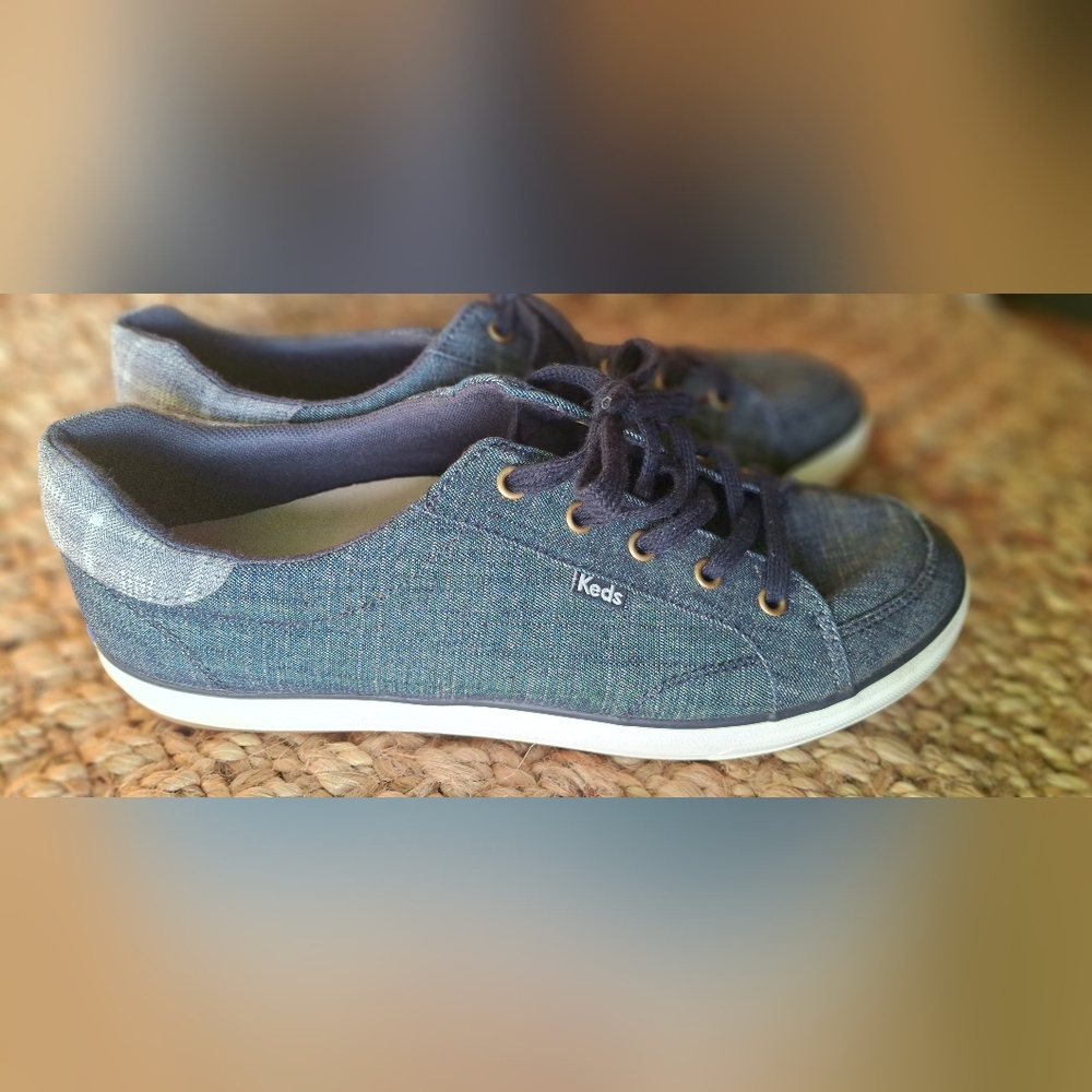 Keds Blue Canvas Lace-Up Sneakers Denim Preppy Casual Sz 10 Boho Gypsy - Picture 5 of 10